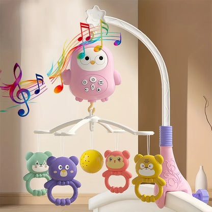 360° Musical Baby Crib Mobile Rotating Night Light Bed Bell Toy Four Speed Timming Hanging Infant Newborn Rattle Bedside Gift