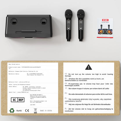 Karaoke All-in-One Karaoke Machine with 30W Bluetooth Speaker 2 Wireless Karaoke Microphones Rechargeable Microphone Slot