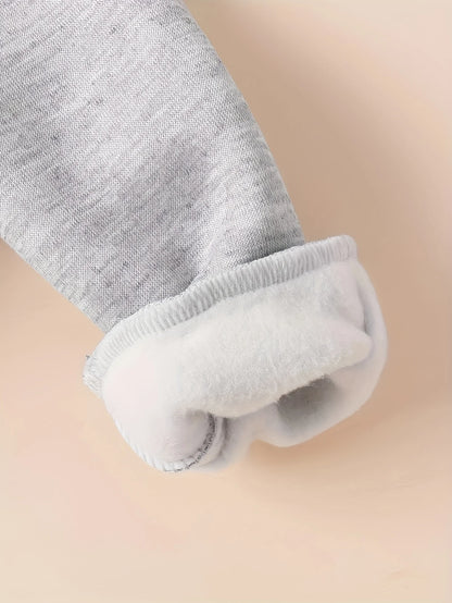 Newborn Baby Boy Long Sleeve Fleece Hoodie with Cartoon Letter Heart Print  Casual Sports Pants Set Autumn Winter