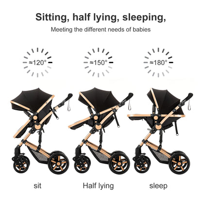 3 in 1 Baby Stroller Prams Lightweight Stroller Compact Foldable Stroller Newborn Stroller Travel System Pushchair Baby Buggy