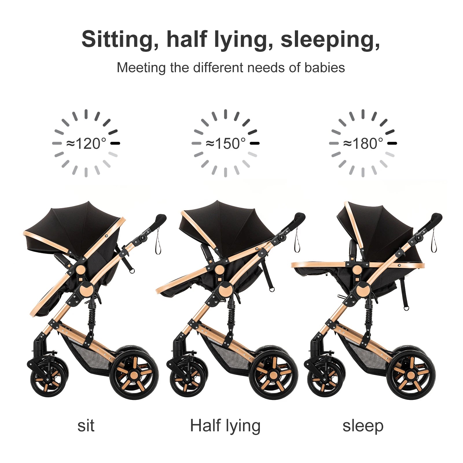 Your All-in-One Travel Solution: 3-in-1 Lightweight Stroller & Pram for All Terrains, Suitable from Birth with Easy Compact Fold by Baby Paradise