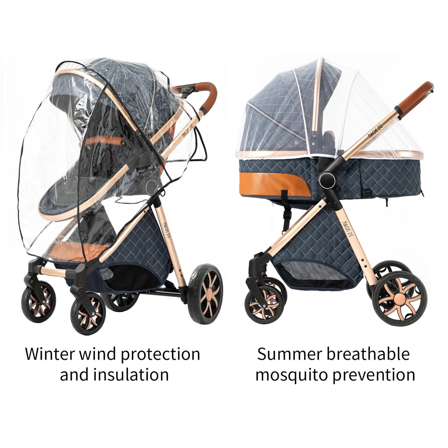 3 in 1 Baby Stroller Multifunction with Car Seat and Sleeping Basket Baby Pram Lightweight Infant Pushchair Compact Folding Pram