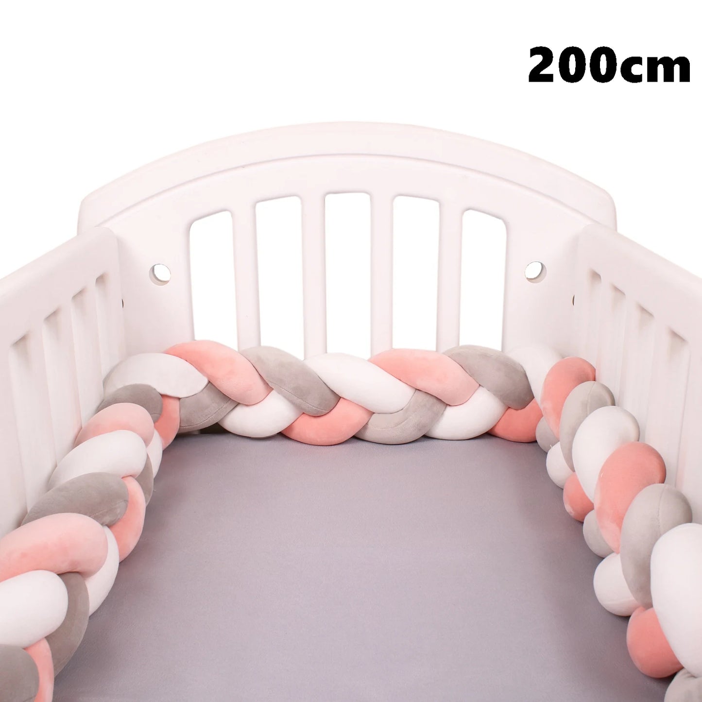  1M/2M/3M/4M Knot Braid Baby Bed Bumper Infant Cradle Protector Plush Pillow Cushion Crib Anti-collision Room Decor