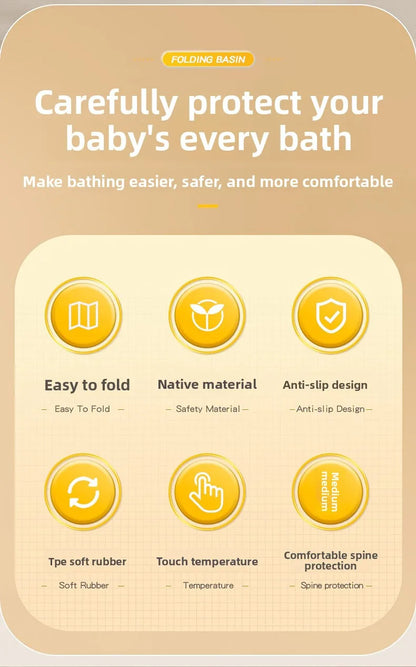 Baby Temperature-Sensing Bath Rack, Reclining/Lying Design, Universal For Bathtubs, Non-Slip Pad, Suitable For Newborns.