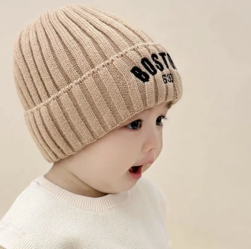 Winter Baby Hat Fashion Letter Pattern Knit Beanie Warm Cap
