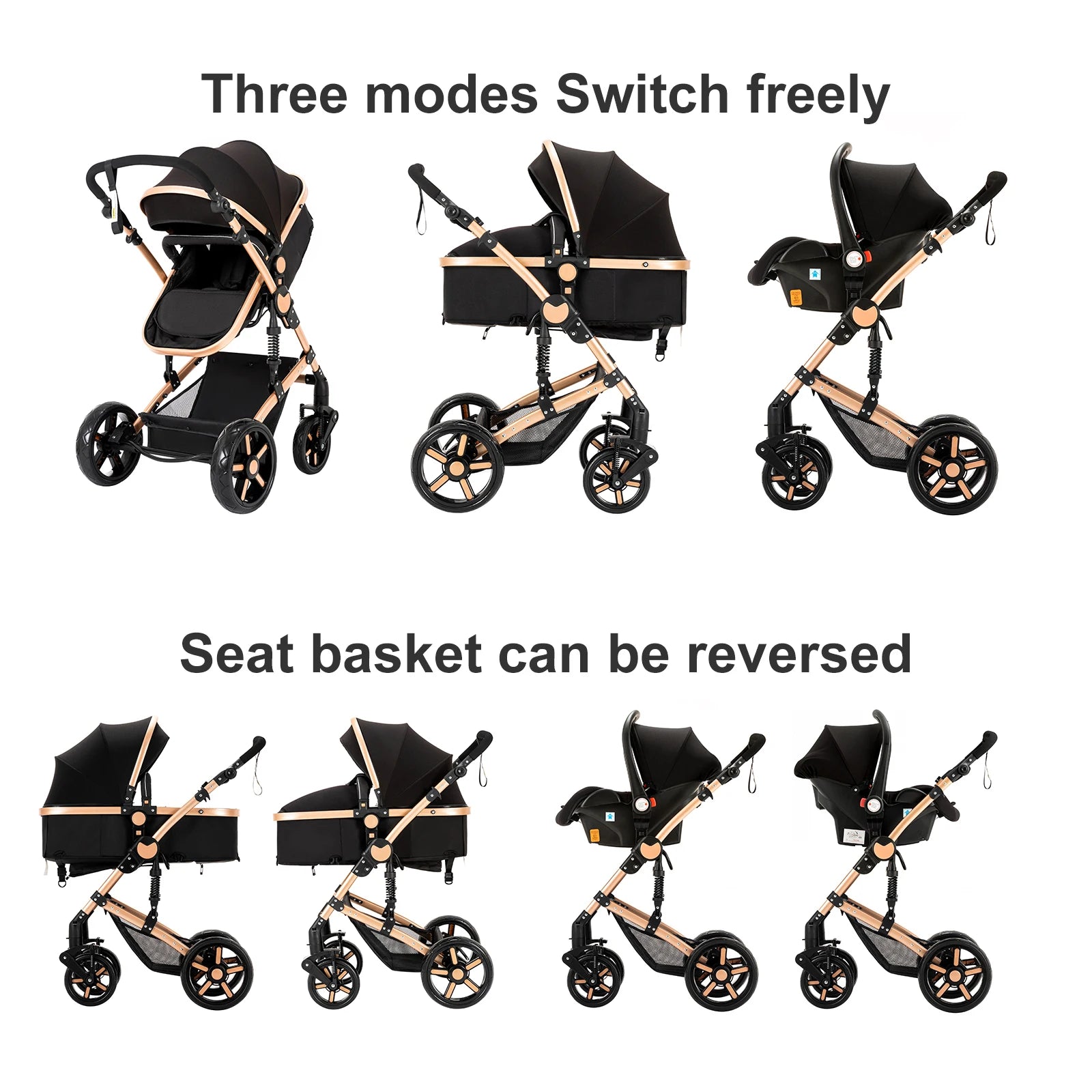 Your All-in-One Travel Solution: 3-in-1 Lightweight Stroller & Pram for All Terrains, Suitable from Birth with Easy Compact Fold by Baby Paradise