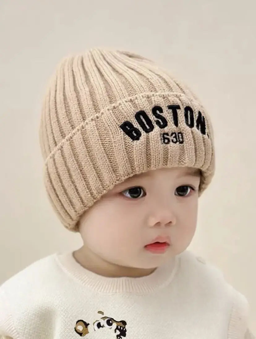 Winter Baby Hat Fashion Letter Pattern Knit Beanie Warm Cap
