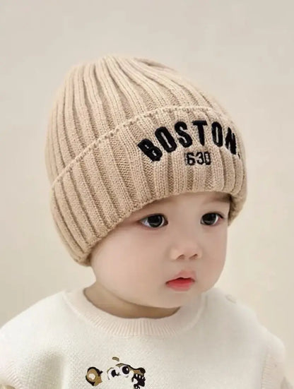Winter Baby Hat Fashion Letter Pattern Knit Beanie Warm Cap
