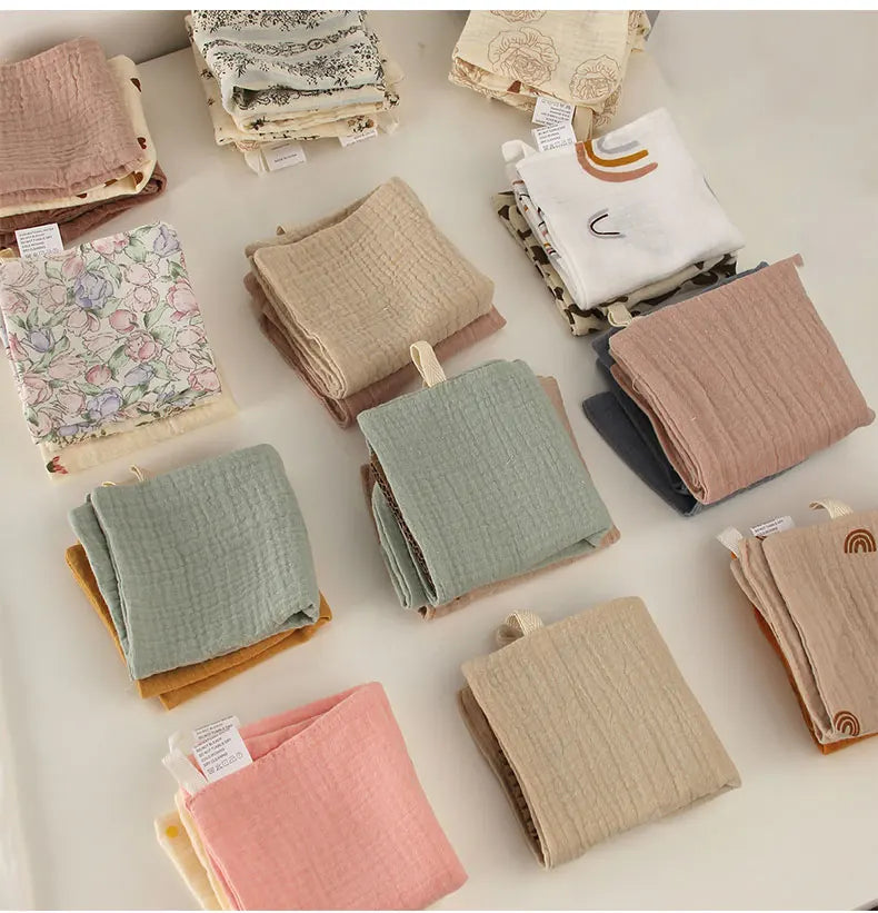 5Pcs Baby Cotton Washcloth Newborn Burp Cloth Square Towels 6-Layer Pure Cotton Soft Absorbent Gauze Cotton Baby Towels