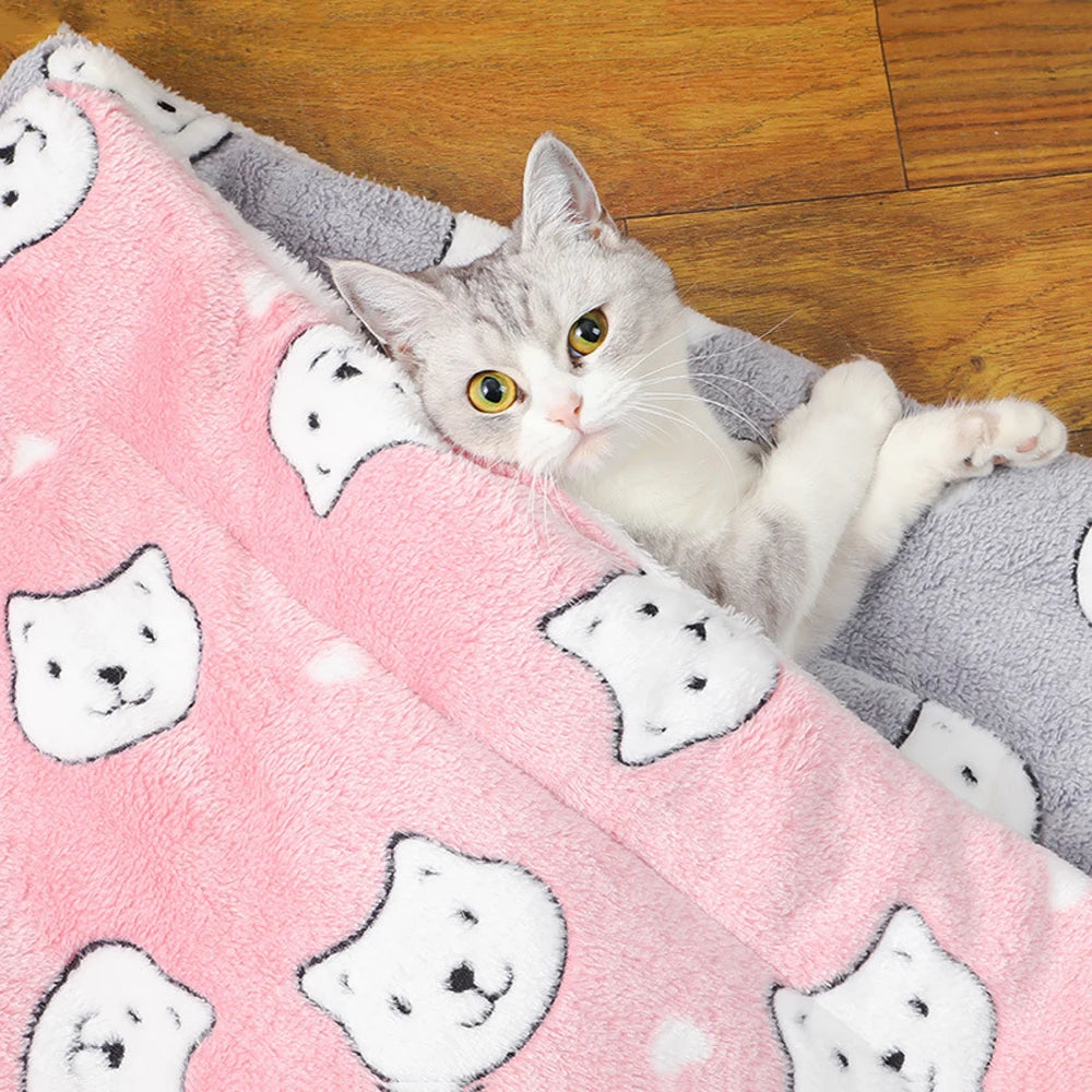 Cute Small Dog Mat Double-sided Use Winter Warm Medium Cat Sofa Blanket Skin-friendly Puppy Bed Cushion Pet Bed Accessories by Baby Paradise