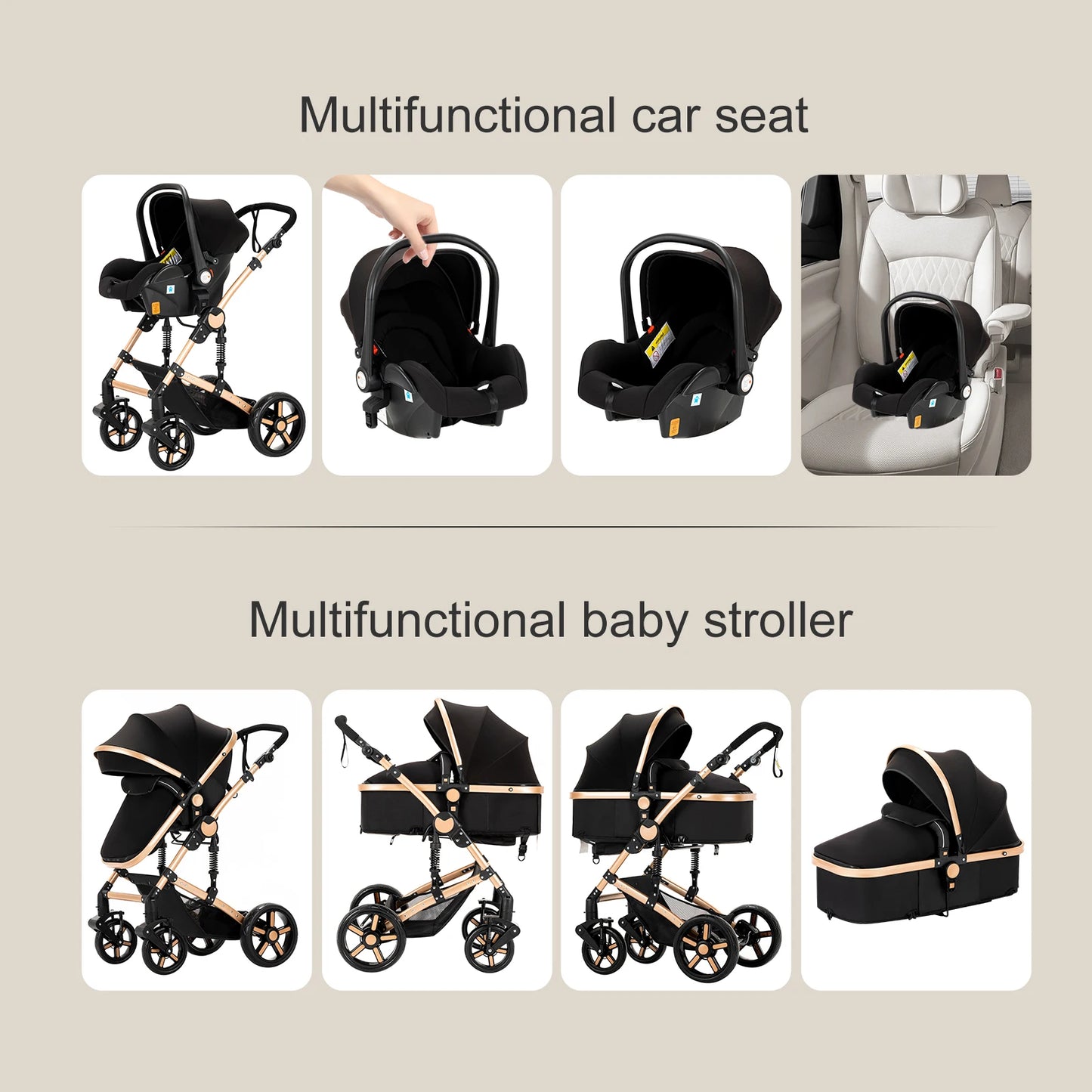 Baby Stroller 3 in 1 Newborn Baby Carriage Lightweight Newbaby Car Travel Pram For Newborn Baby High Landscape Stroller Baby