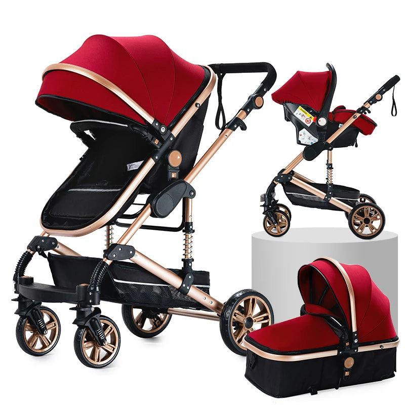 Your All-in-One Travel Solution: 3-in-1 Lightweight Stroller & Pram for All Terrains, Suitable from Birth with Easy Compact Fold