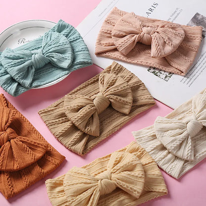 3Pcs Solid Color Baby Headband Bow Children Hair Band Elastic Nylon Newborn Headbands Soft Turban Headwrap Kid Hair Accessories