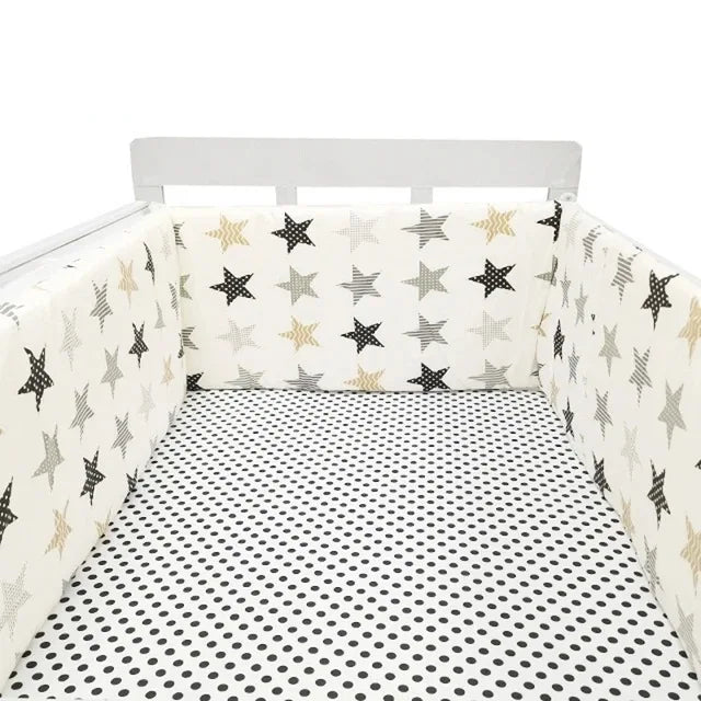 Nordic Stars Baby Bed Thicken Bumpers Zipper Design One-piece Crib Around Cushion Cot Protector Pillows 200*30 CM
