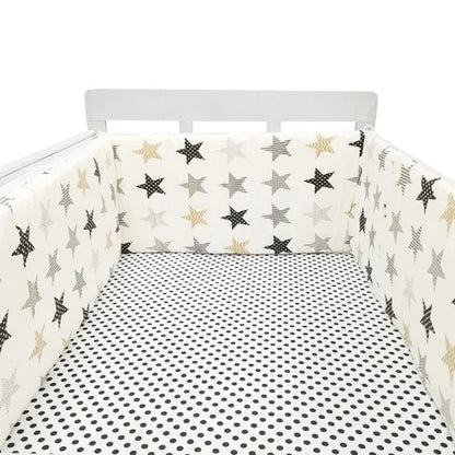 Nordic Stars Baby Bed Thicken Bumpers Zipper Design One-piece Crib Around Cushion Cot Protector Pillows 200*30 CM