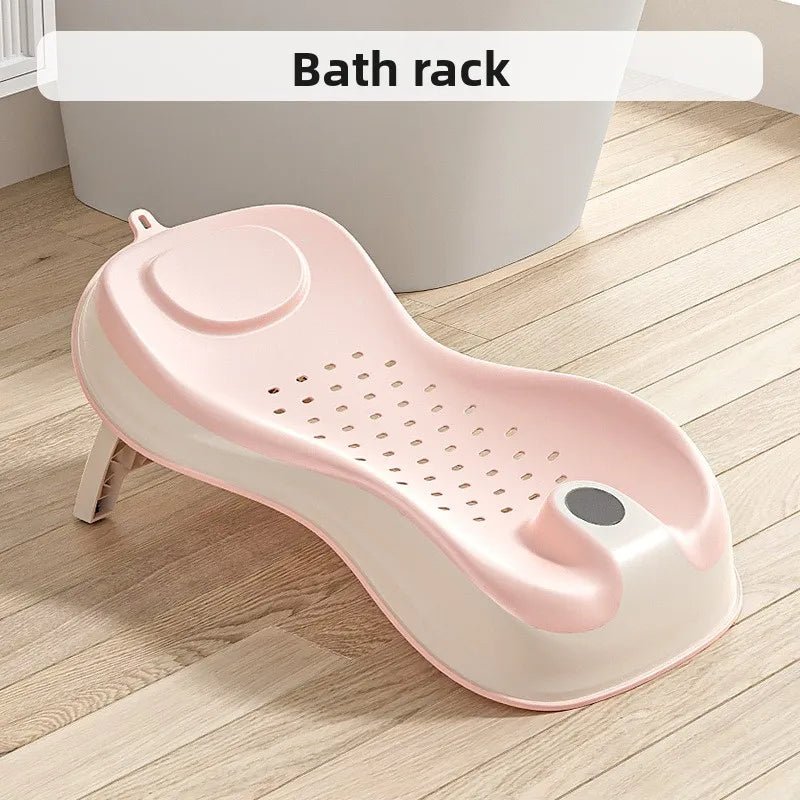 Baby Temperature-Sensing Bath Rack, Reclining/Lying Design, Universal For Bathtubs, Non-Slip Pad, Suitable For Newborns.