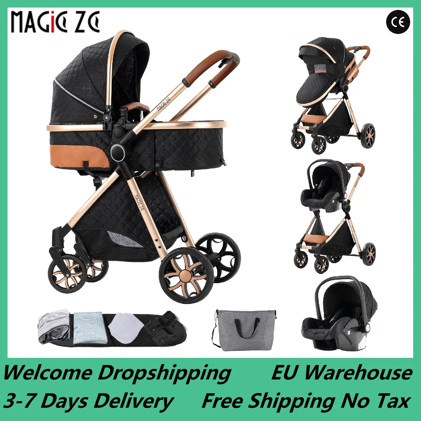 3-in-1 Baby Stroller Baby High Landscape