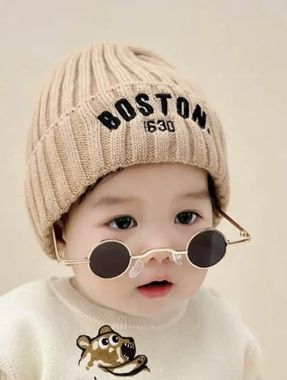 Winter Baby Hat Fashion Letter Pattern Knit Beanie Warm Cap