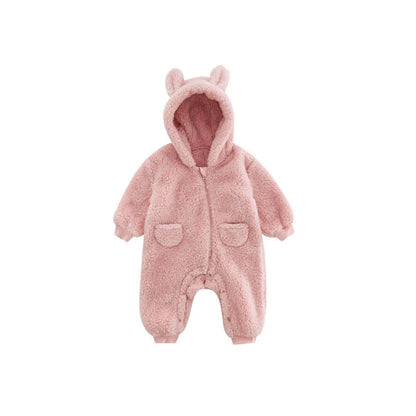 Spring Baby Romper Warm Fleece Hooded Jumpsuits for Baby Autumn Long Sleeve Infant Rompers Newborn Boy Girl Homewear Pajamas