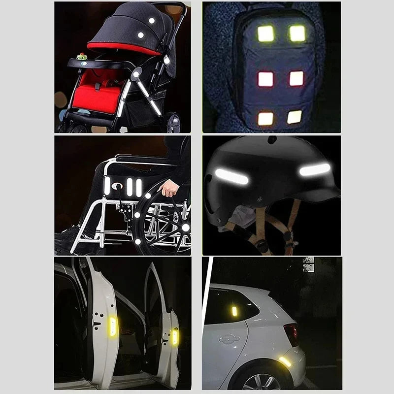 10pcs Waterproof Night Anti-collision Reflective Patch Multifunction Stroller Accessories Baby Stroller Safety Warning Sticker