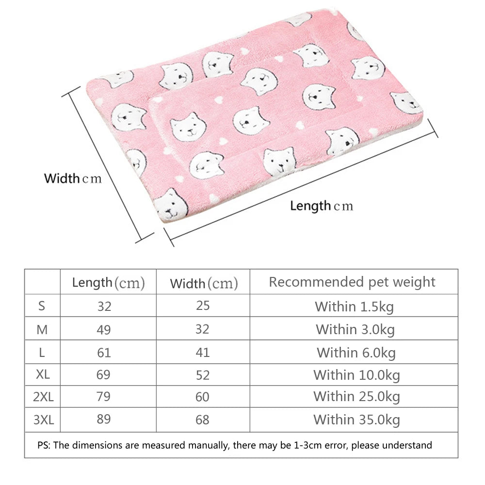 Cute Small Dog Mat Double-sided Use Winter Warm Medium Cat Sofa Blanket Skin-friendly Puppy Bed Cushion Pet Bed Accessories by Baby Paradise