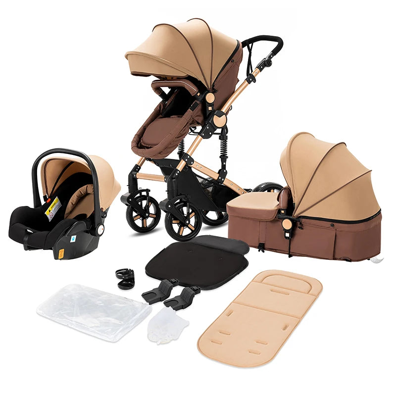 Your All-in-One Travel Solution: 3-in-1 Lightweight Stroller & Pram for All Terrains, Suitable from Birth with Easy Compact Fold by Baby Paradise