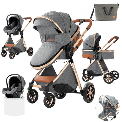 Baby Stroller 3 in 1 Newborn Baby Carriage Lightweight Newbaby Car Travel Pram For Newborn Baby High Landscape Stroller Baby