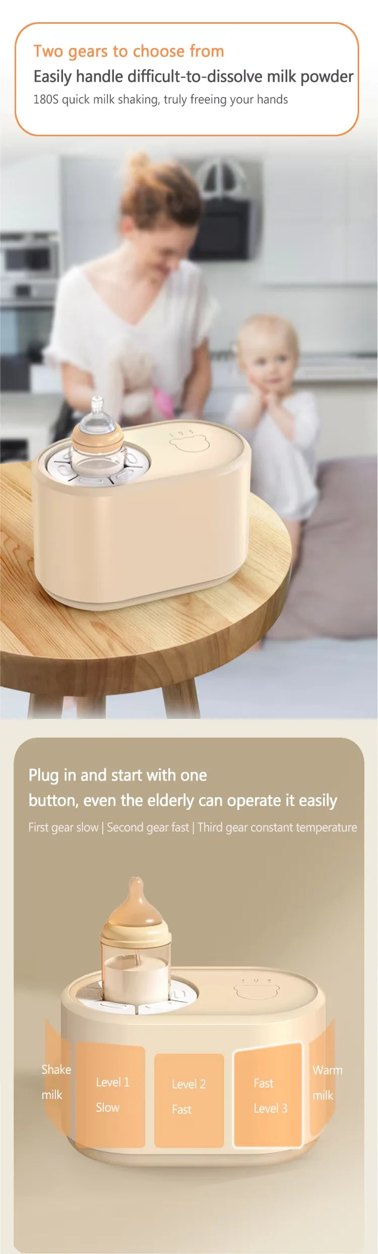Electric Milk Bottle Shaker, USB Smart Intelligent Milk Powder Mixer, Lithium battery, Baby Formula Maker, Divine Device