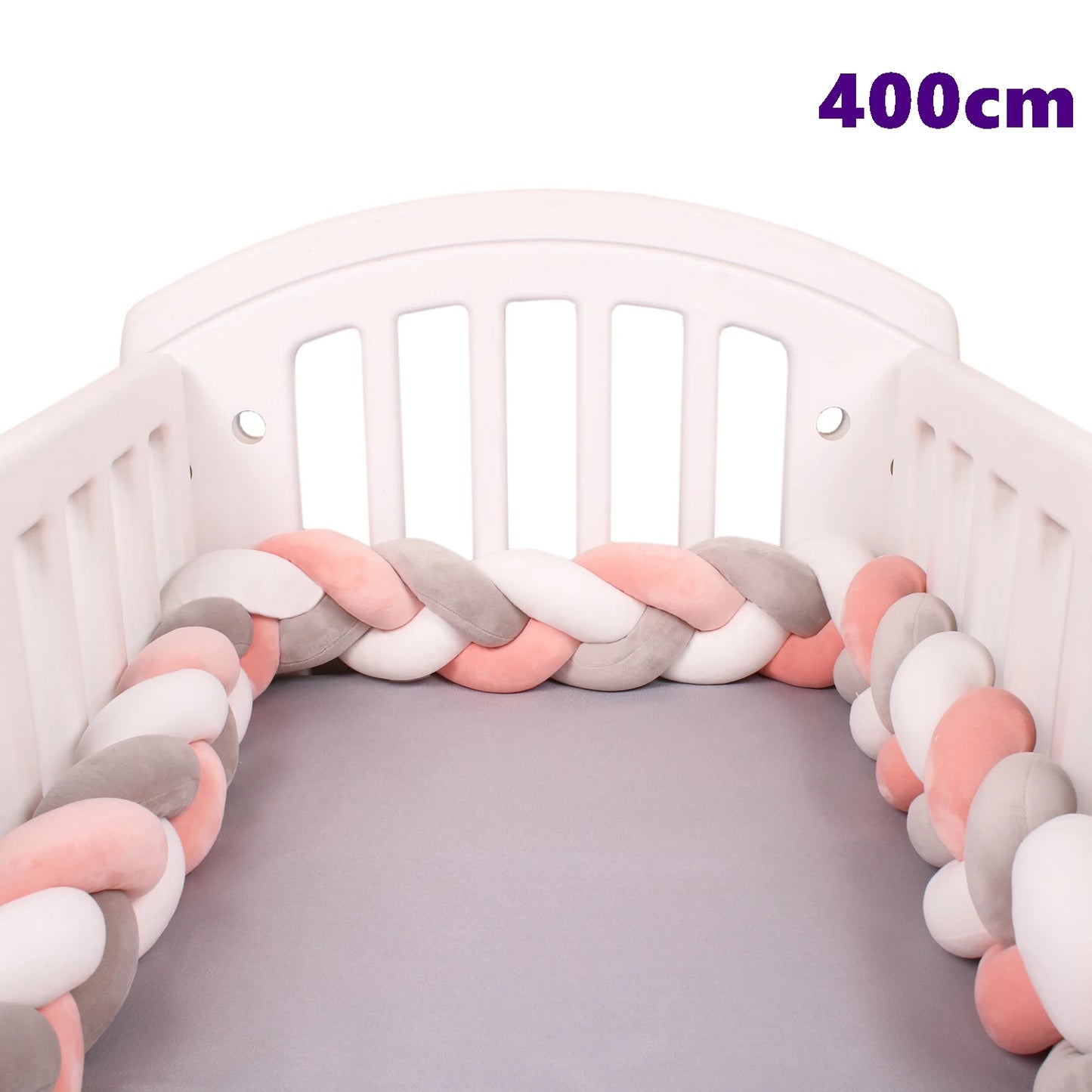  1M/2M/3M/4M Knot Braid Baby Bed Bumper Infant Cradle Protector Plush Pillow Cushion Crib Anti-collision Room Decor