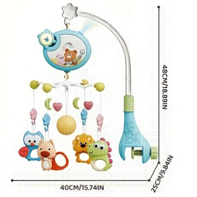 360° Musical Baby Crib Mobile Rotating Night Light Bed Bell Toy Four Speed Timming Hanging Infant Newborn Rattle Bedside Gift