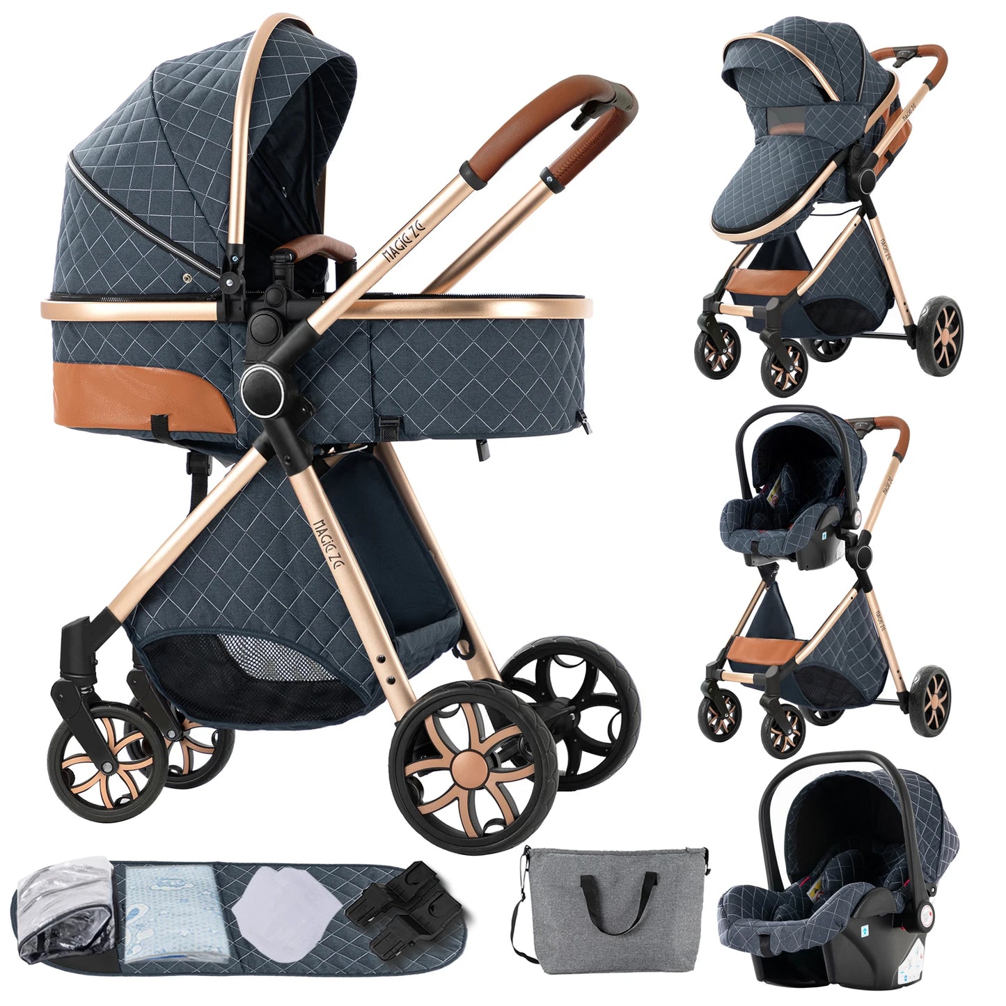 3-in-1 Baby Stroller Baby High Landscape Lightweight