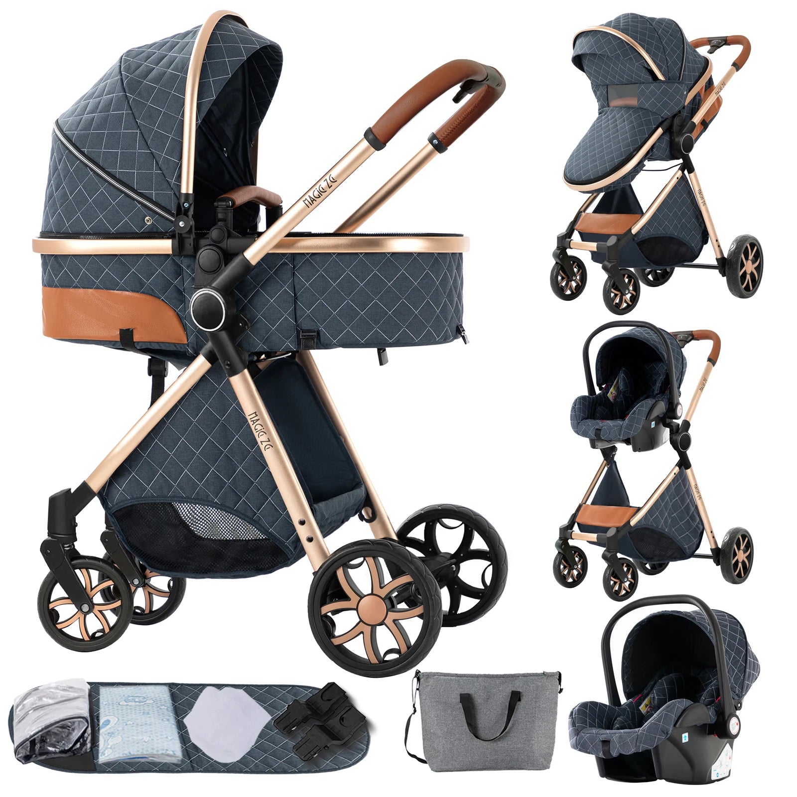 Your All-in-One Travel Solution: 3-in-1 Lightweight Stroller & Pram for All Terrains, Suitable from Birth with Easy Compact Fold by Baby Paradise