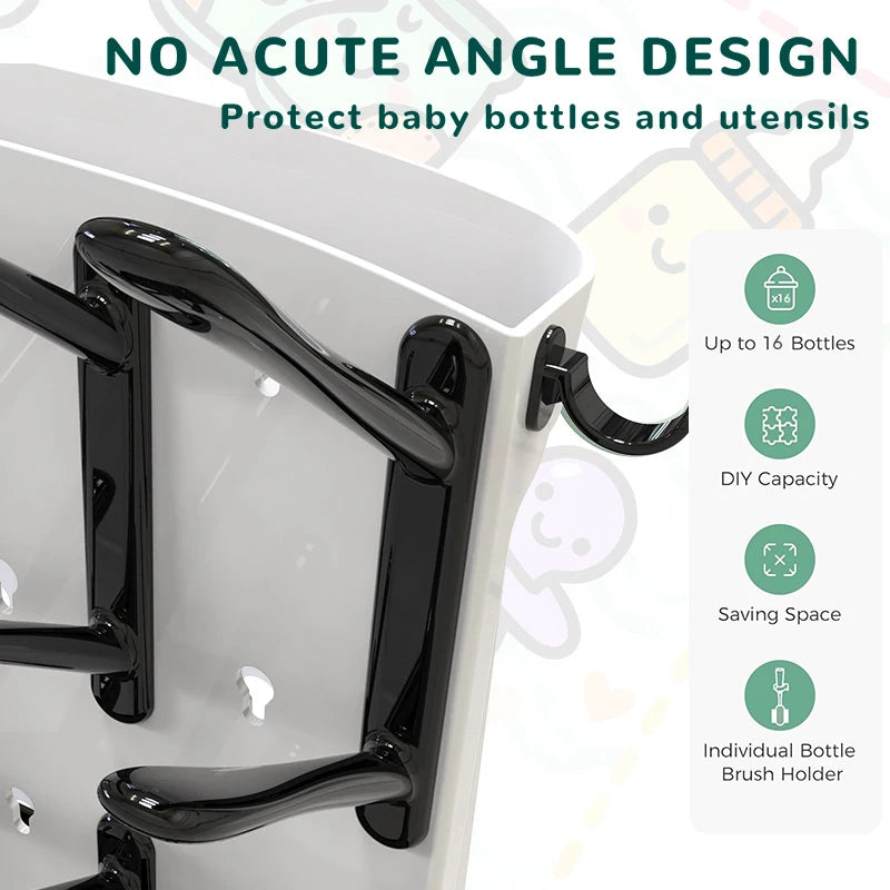 Baby Bottle Drying Rack, Baby Bottle Rack - Space saving vertical drying rack for cleaning bottles and pump components