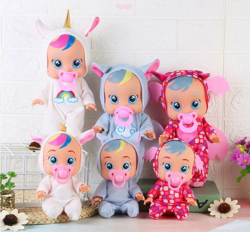 8inch 3D Weeping Babies Unicorn Baby Simulation Baby Crying Doll Creative Cute Doll For Girl Reborn Baby Vinyl Christmas Gift