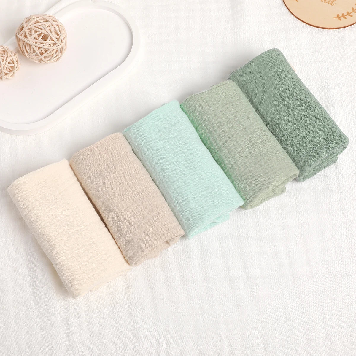 5Pcs Baby Cotton Washcloth Newborn Burp Cloth Square Towels 6-Layer Pure Cotton Soft Absorbent Gauze Cotton Baby Towels