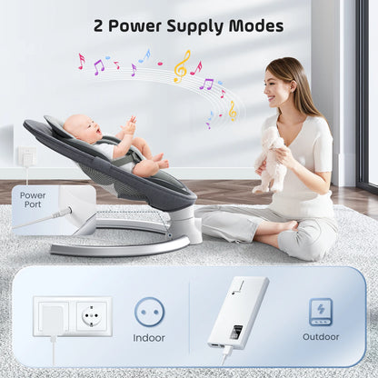 Electric Baby Swing Baby Rocker, APP and Remote Baby Scale From Birth to 9kg, 5-Point Harness Improved Baby Scale with 3 Timers