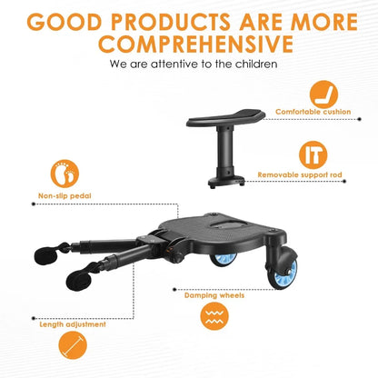 Universal Strollers Step Board Adapter with Seat Second Child Jogger Twins Scooter Baby Pram Hitchhiker Bumper