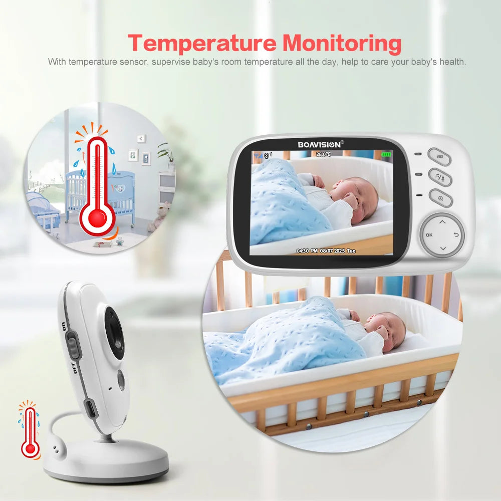 VB603 Video Baby Monitor 2.4G Wireless With 3.2 Inches LCD 2 Way Audio Talk Night Vision Surveillance Security Camera Babysitter