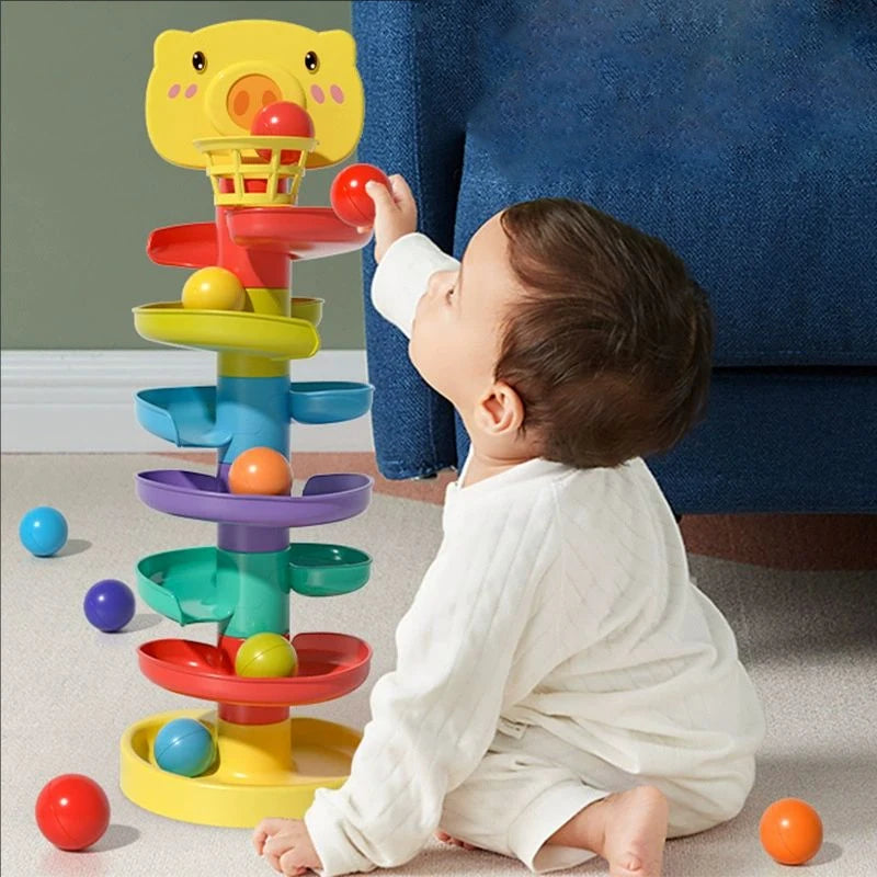 Baby Toy Ball Drop Toys for Toddler 1-3Y Rolling Ball Pile Tower Montessori Educational Stacking Games for Babies Sensory Toys by Baby Paradise