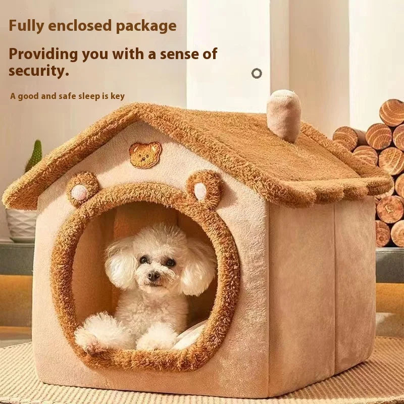 All Season Dog House Style Bed - Removable Washable Pet Bed for Small Dogs Teddy Winter Warm Cat Dog House by Baby Paradise