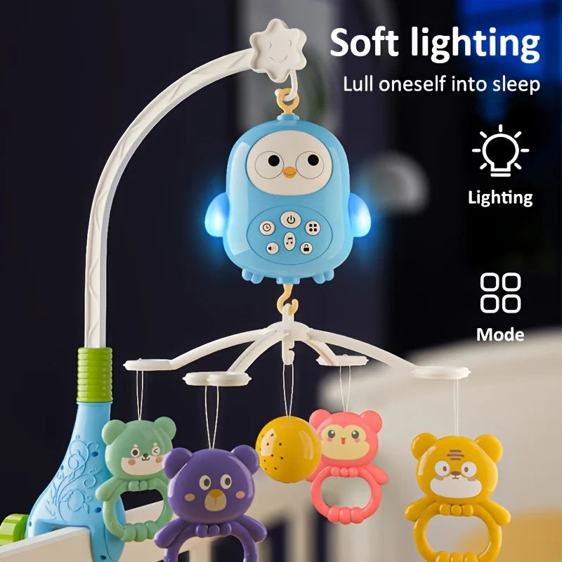 360° Musical Baby Crib Mobile Rotating Night Light Bed Bell Toy Four Speed Timming Hanging Infant Newborn Rattle Bedside Gift