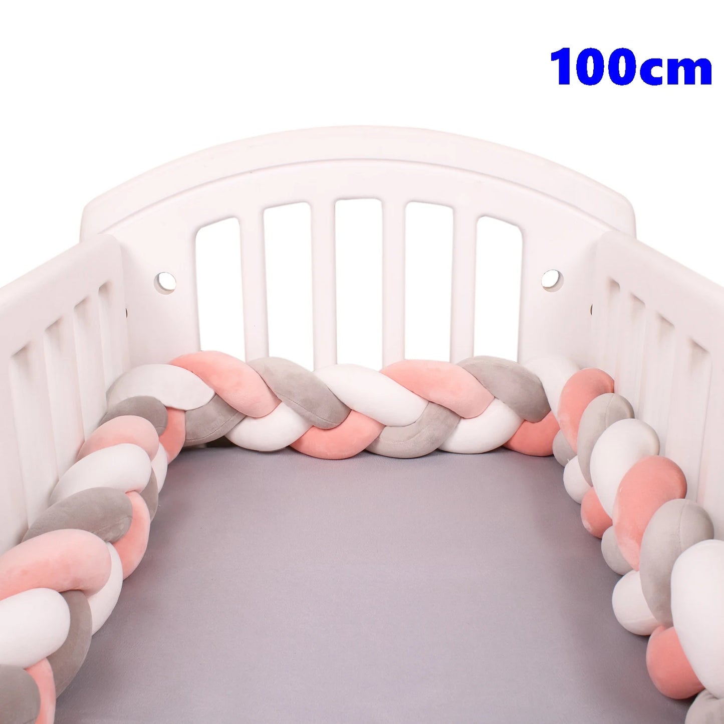  1M/2M/3M/4M Knot Braid Baby Bed Bumper Infant Cradle Protector Plush Pillow Cushion Crib Anti-collision Room Decor