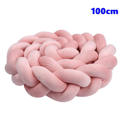 1M/2M/3M/4M Knot Braid Baby Bed Bumper Infant Cradle Protector Plush Pillow Cushion Crib Anti-collision Room Decor
