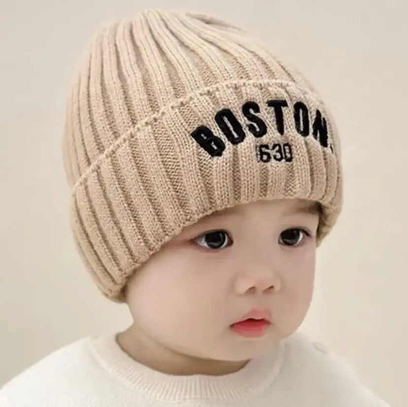 Winter Baby Hat Fashion Letter Pattern Knit Beanie Warm Cap