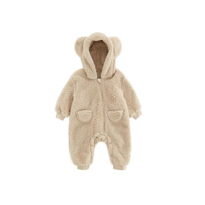 Spring Baby Romper Warm Fleece Hooded Jumpsuits for Baby Autumn Long Sleeve Infant Rompers Newborn Boy Girl Homewear Pajamas