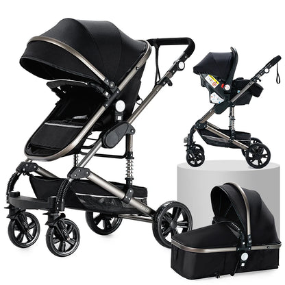 3 in 1 Baby Stroller Prams Lightweight Stroller Compact Foldable Stroller Newborn Stroller Travel System Pushchair Baby Buggy