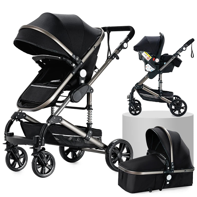 Your All-in-One Travel Solution: 3-in-1 Lightweight Stroller & Pram for All Terrains, Suitable from Birth with Easy Compact Fold by Baby Paradise