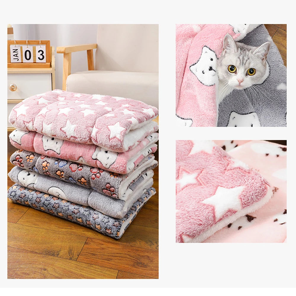 Cute Small Dog Mat Double-sided Use Winter Warm Medium Cat Sofa Blanket Skin-friendly Puppy Bed Cushion Pet Bed Accessories by Baby Paradise