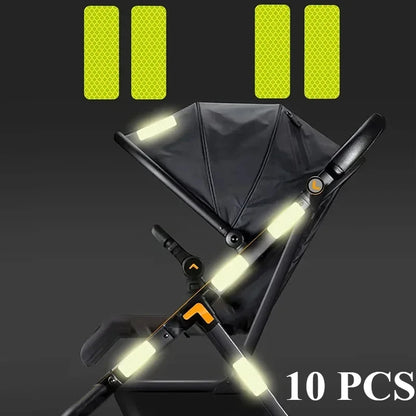 10pcs Waterproof Night Anti-collision Reflective Patch Multifunction Stroller Accessories Baby Stroller Safety Warning Sticker