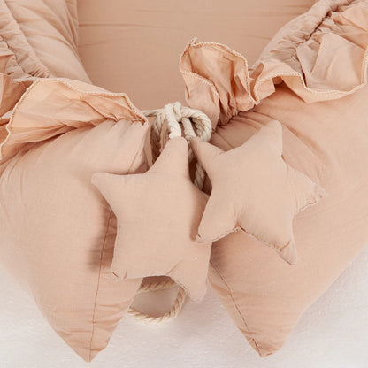 Baby Nest Ruffle Baby Bassinet For Newborns Travel Bed Stars Design Portable Lounger Cotton Toddler Crib Breathable Sleep Nest